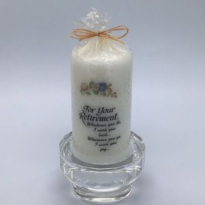 Oleg Cassini Crystal Faceted Cut Pillar Candle Holder